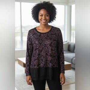 Michael by Michael Kors Woman's Paisley Print Blouse/ Top Long Sleeve  Size 3 X